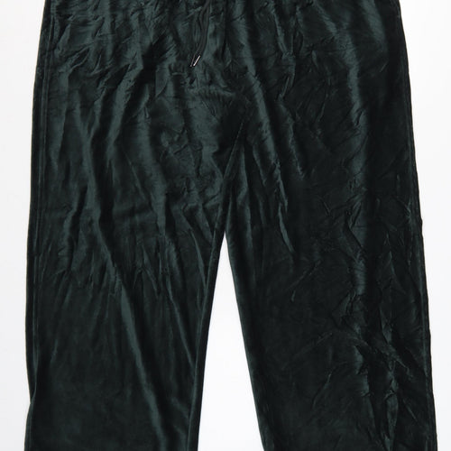 Marks & Spencer Women Green Size 22 Wide Leg Velour Joggers
