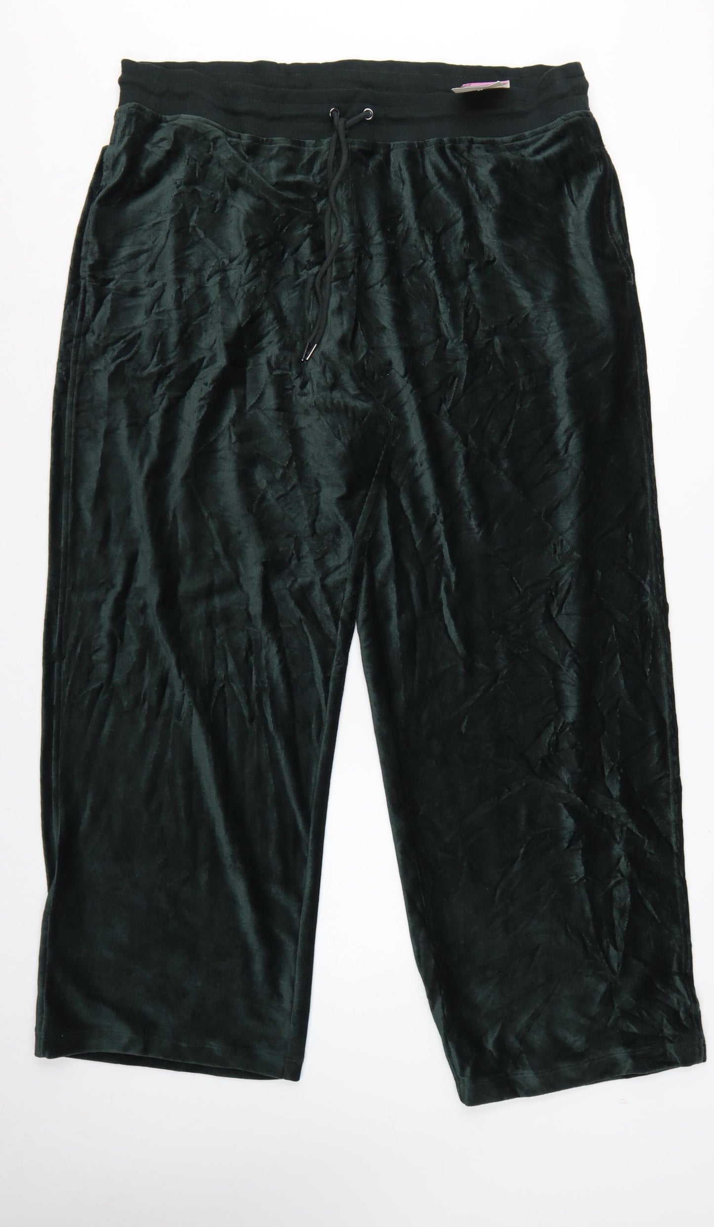 Marks & Spencer Women Green Size 22 Wide Leg Velour Joggers