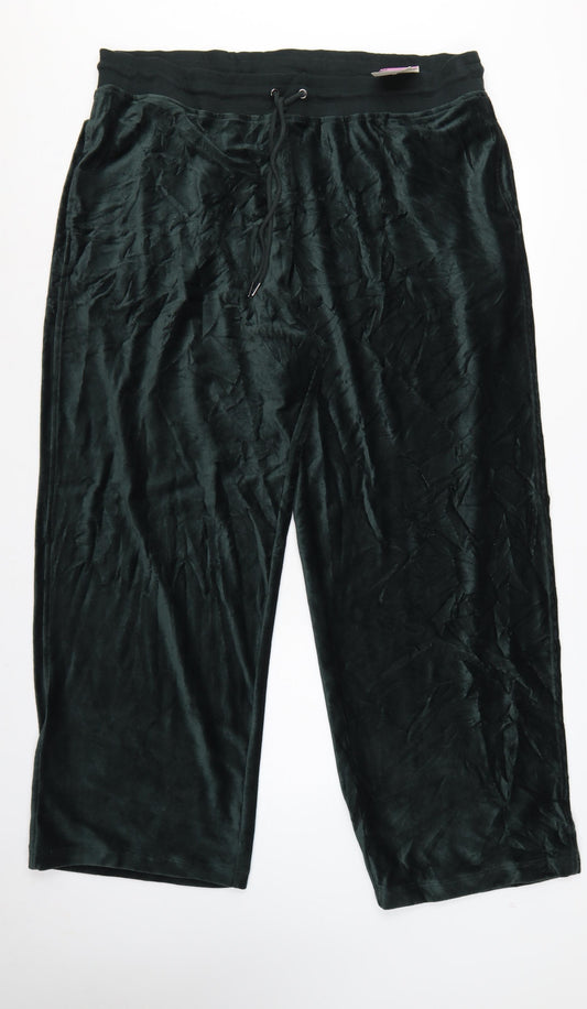 Marks & Spencer Women Green Size 22 Wide Leg Velour Joggers