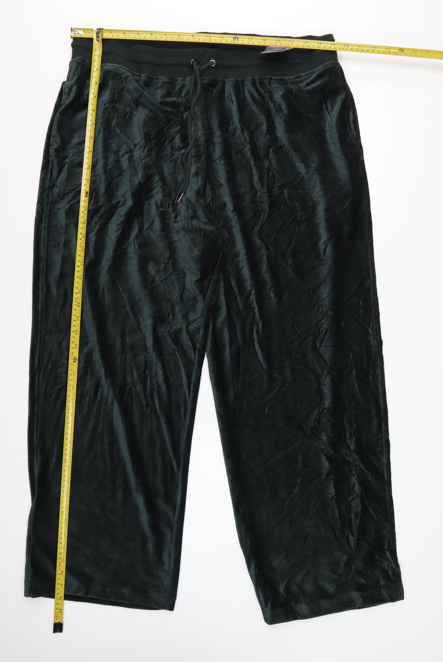 Marks & Spencer Women Green Size 22 Wide Leg Velour Joggers