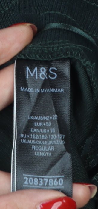Marks & Spencer Women Green Size 22 Wide Leg Velour Joggers