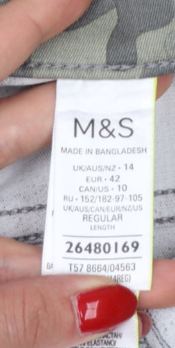 Marks & Spencer Women Green Camo UK 14 Slim Stretch Jeggings