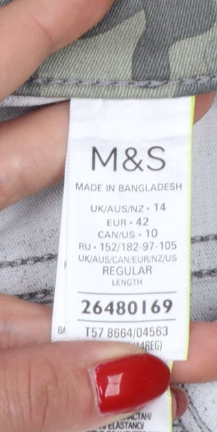 Marks & Spencer Women Green Camo UK 14 Slim Stretch Jeggings