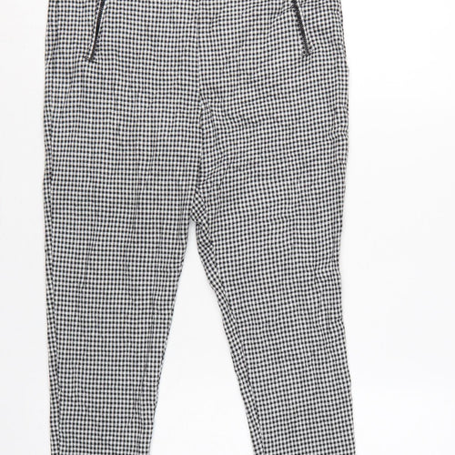 Marks and Spencer Women Black Check Zip Pocket Leggings UK 12 Short