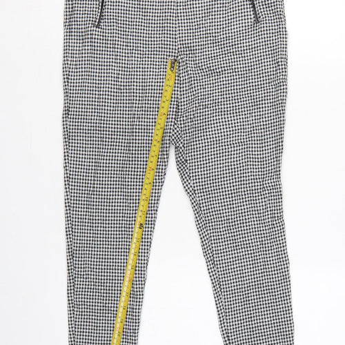 Marks and Spencer Women Black Check Zip Pocket Leggings UK 12 Short