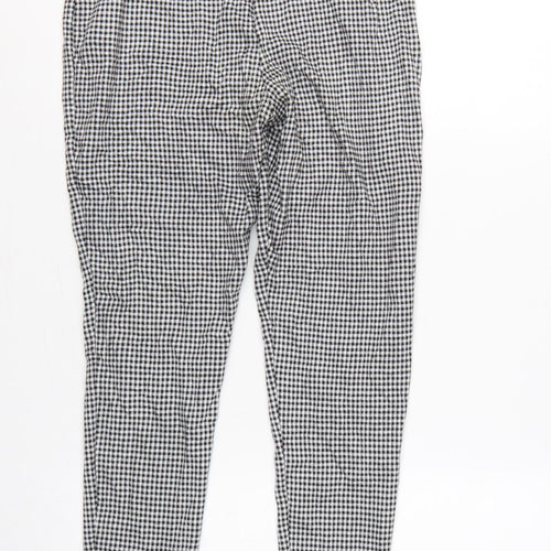 Marks and Spencer Women Black Check Zip Pocket Leggings UK 12 Short