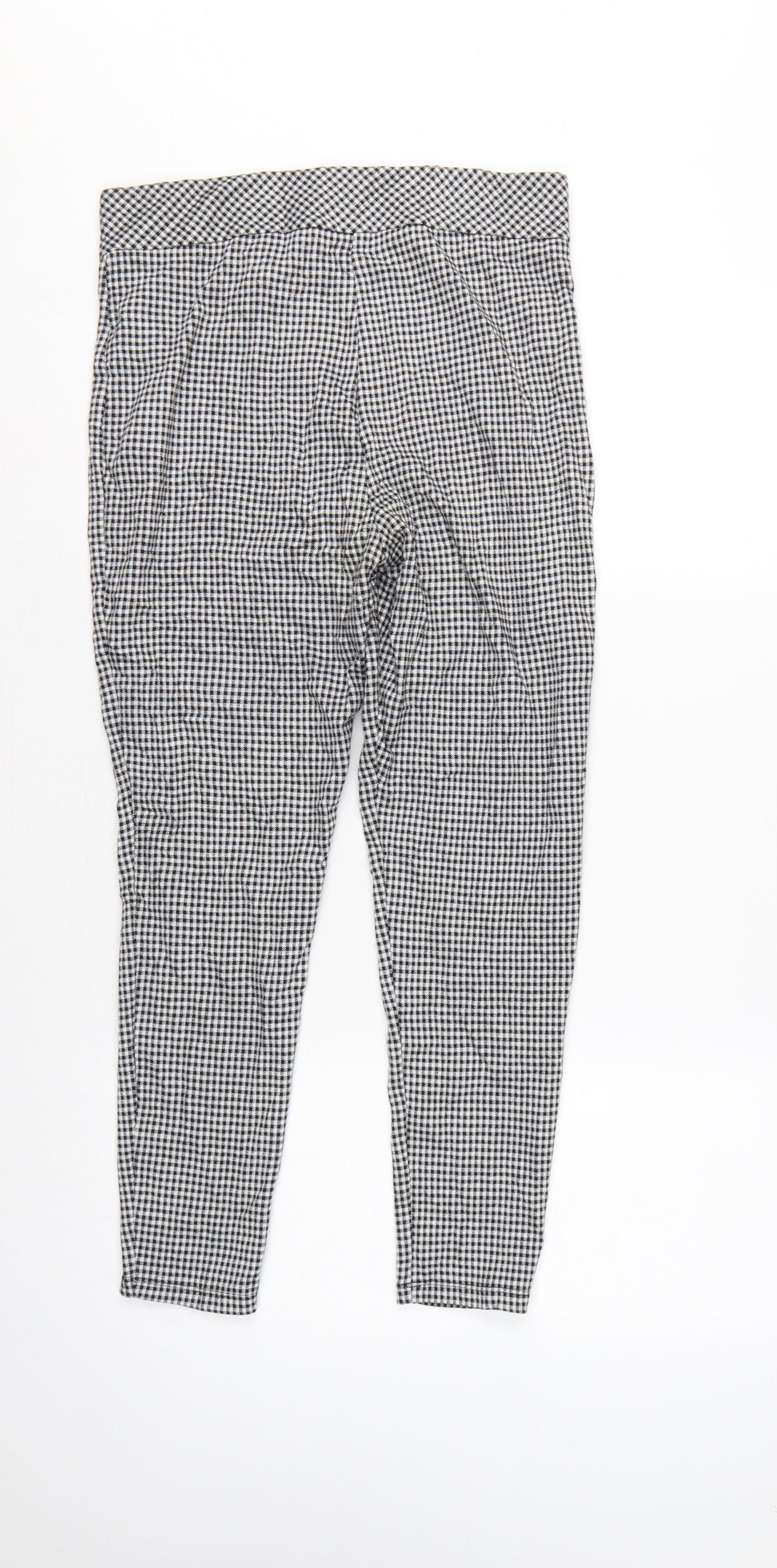 Marks and Spencer Women Black Check Zip Pocket Leggings UK 12 Short