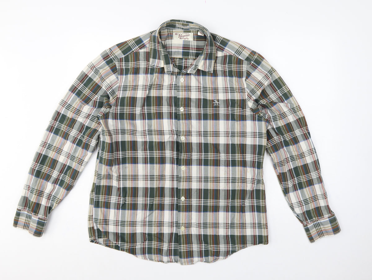 Original Penguin Men’s L Multicoloured Plaid Slim Fit Long Sleeve Shirt