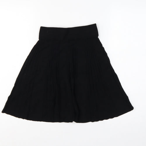 Oasis Women Black XS Flared Knit Knee Length High Rise Skirt