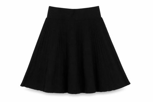 Oasis Women Black XS Flared Knit Knee Length High Rise Skirt