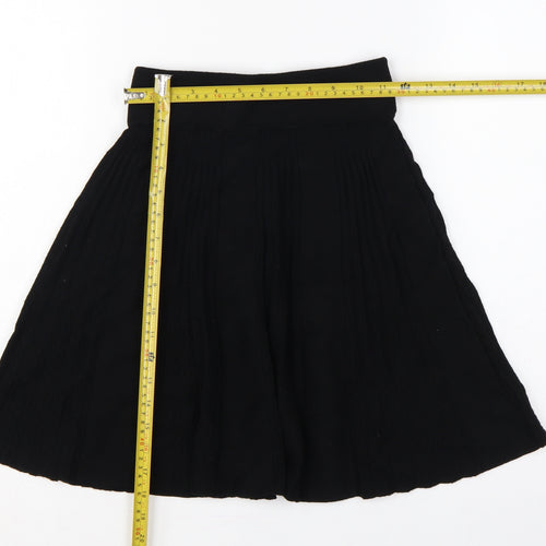 Oasis Women Black XS Flared Knit Knee Length High Rise Skirt