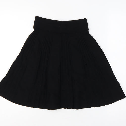 Oasis Women Black XS Flared Knit Knee Length High Rise Skirt