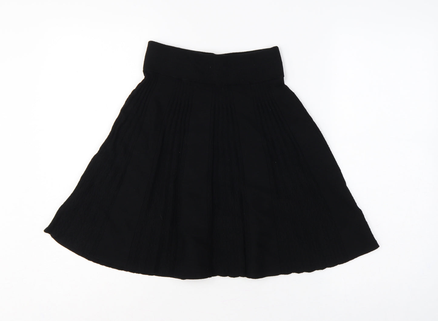 Oasis Women Black XS Flared Knit Knee Length High Rise Skirt