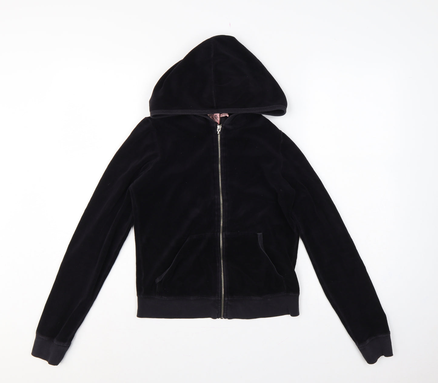Juicy Couture Women’s Black M Velour Full Zip Hooded Hoodie
