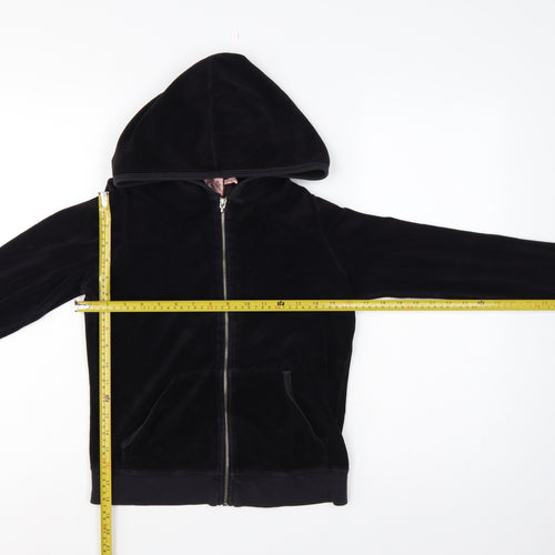 Juicy Couture Women’s Black M Velour Full Zip Hooded Hoodie