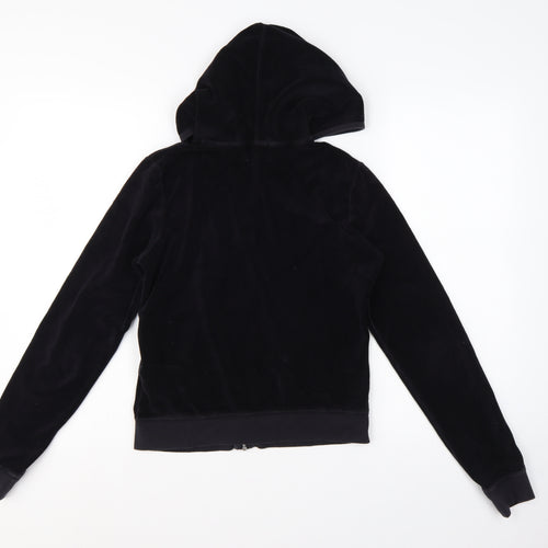 Juicy Couture Women’s Black M Velour Full Zip Hooded Hoodie