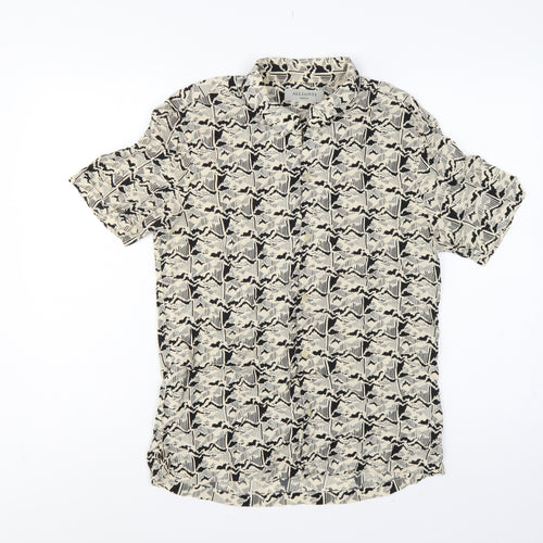 AllSaints Men’s M Multicoloured Geometric Viscose Short Sleeve Shirt