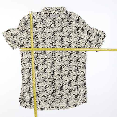 AllSaints Men’s M Multicoloured Geometric Viscose Short Sleeve Shirt