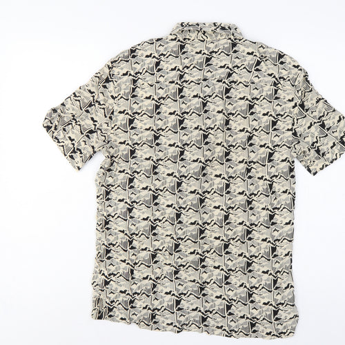 AllSaints Men’s M Multicoloured Geometric Viscose Short Sleeve Shirt