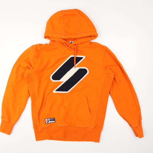 Superdry Men’s Orange M Pullover Hoodie Logo Graphic Pocket