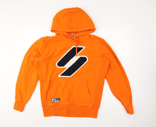 Superdry Men’s Orange M Pullover Hoodie Logo Graphic Pocket