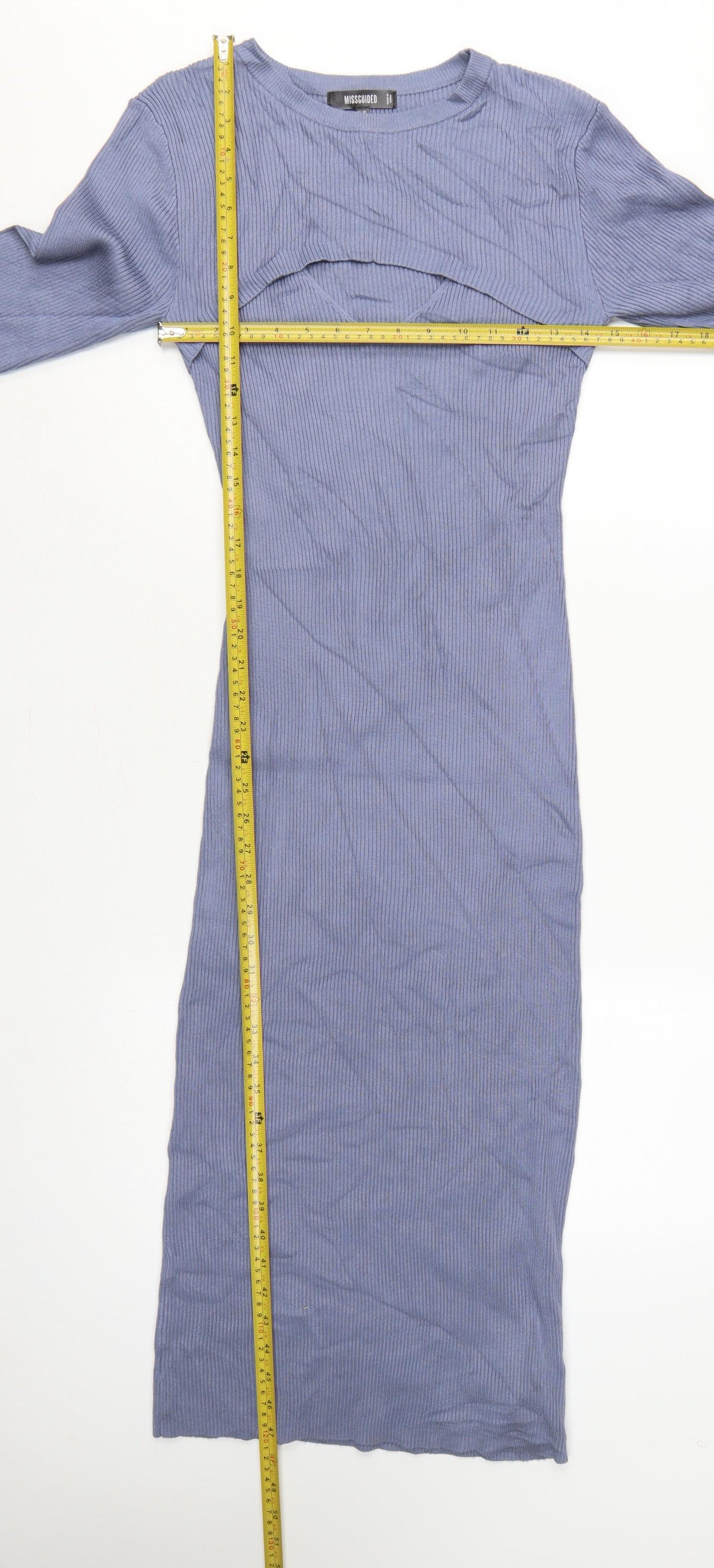 Missguided Women Blue UK 10 Long Ribbed Knit Jumper Bodycon Dress