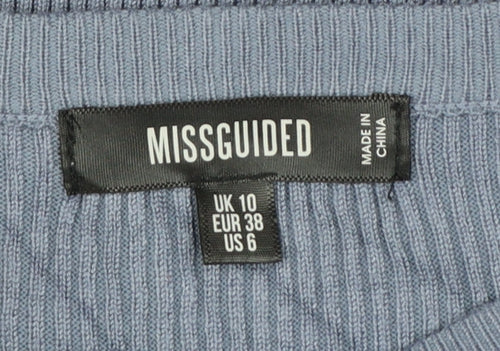 Missguided Women Blue UK 10 Long Ribbed Knit Jumper Bodycon Dress