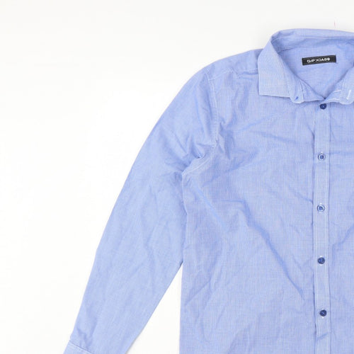 Flipback Boys Blue Check Long Sleeve Button-Up Dress Shirt 13-14 Years
