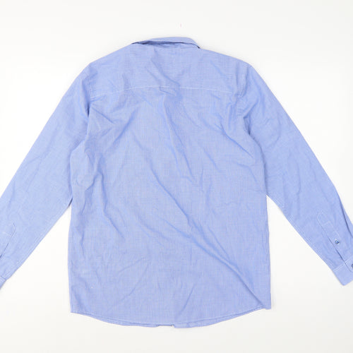 Flipback Boys Blue Check Long Sleeve Button-Up Dress Shirt 13-14 Years