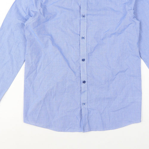 Flipback Boys Blue Check Long Sleeve Button-Up Dress Shirt 13-14 Years