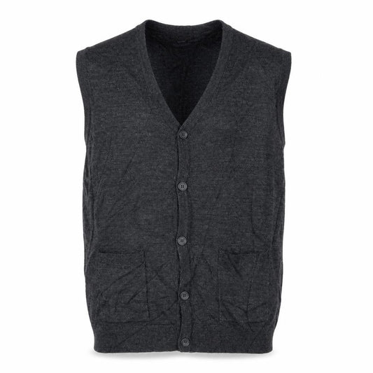 Selection Men’s Grey L Button V-Neck Sleeveless Knit Cardigan Vest