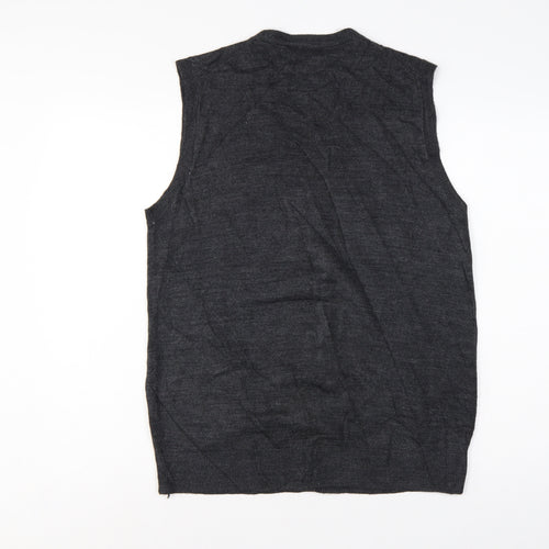 Selection Men’s Grey L Button V-Neck Sleeveless Knit Cardigan Vest