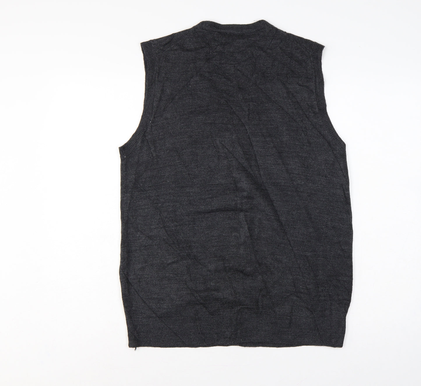 Selection Men’s Grey L Button V-Neck Sleeveless Knit Cardigan Vest