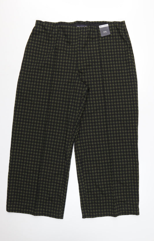 M&S Women’s Green Black Size 20 High Rise Wide Leg Geometric Trousers