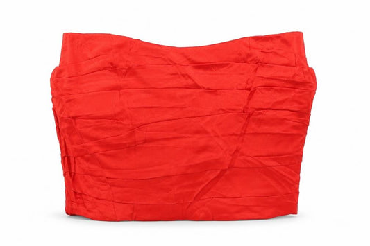 Zara Women Red M Cropped Strapless Pleated Satin Party Top