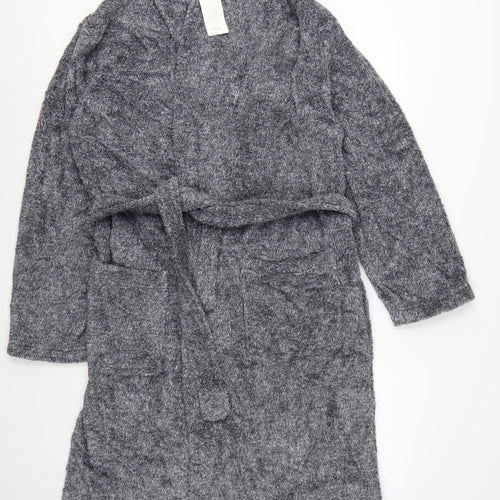 Marks and Spencer Men Grey S Fleece Belted Dressing Gown Robe