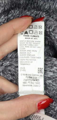 Marks and Spencer Men Grey S Fleece Belted Dressing Gown Robe