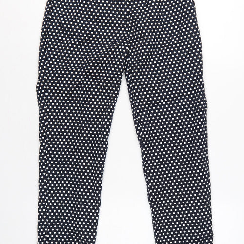 M&S Women’s Blue Polka Dot Tapered Trousers UK 8 Short