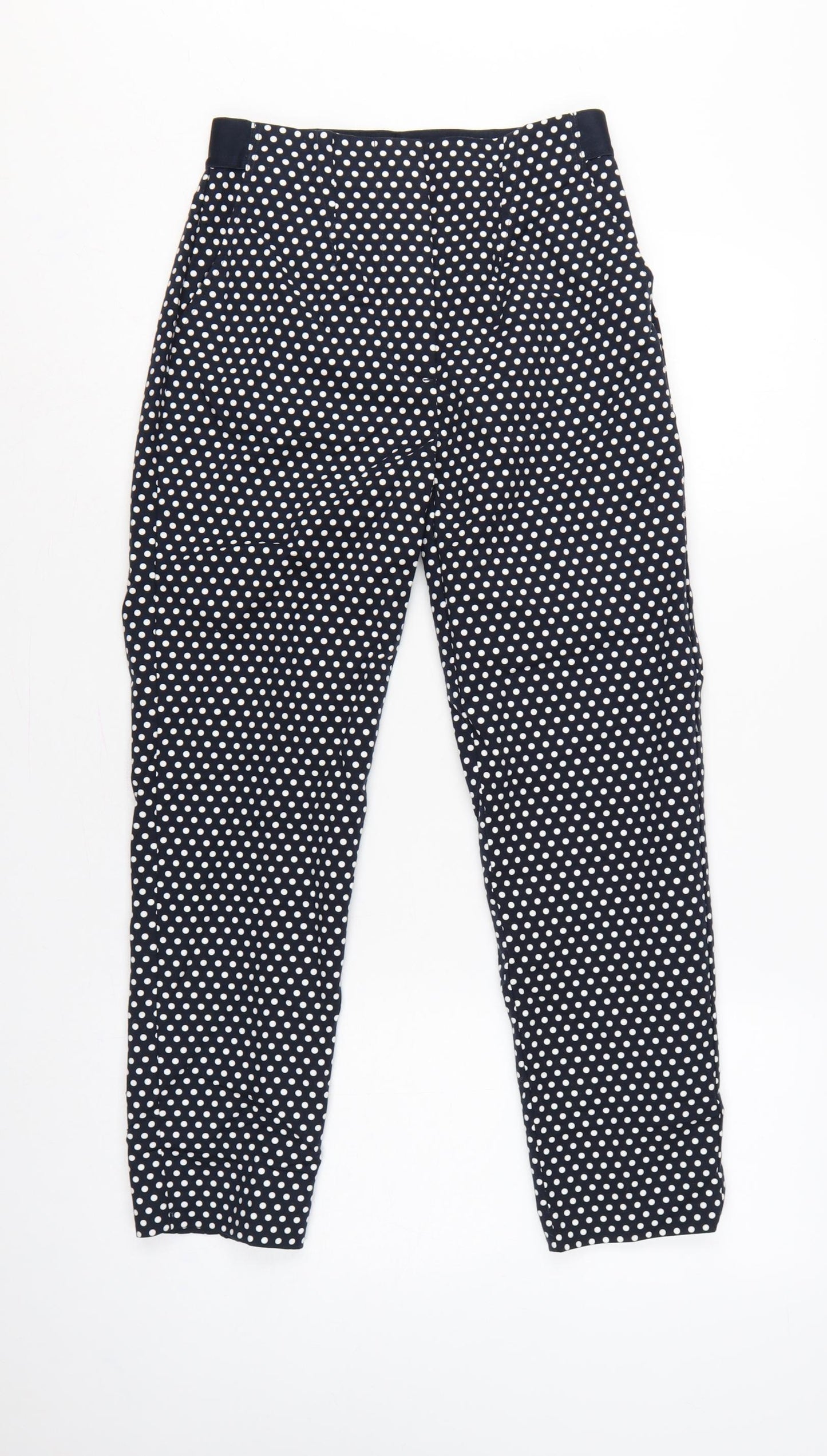M&S Women’s Blue Polka Dot Tapered Trousers UK 8 Short