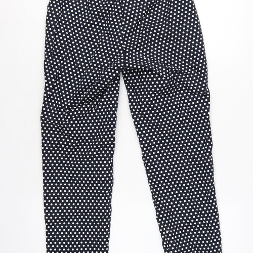 M&S Women’s Blue Polka Dot Tapered Trousers UK 8 Short