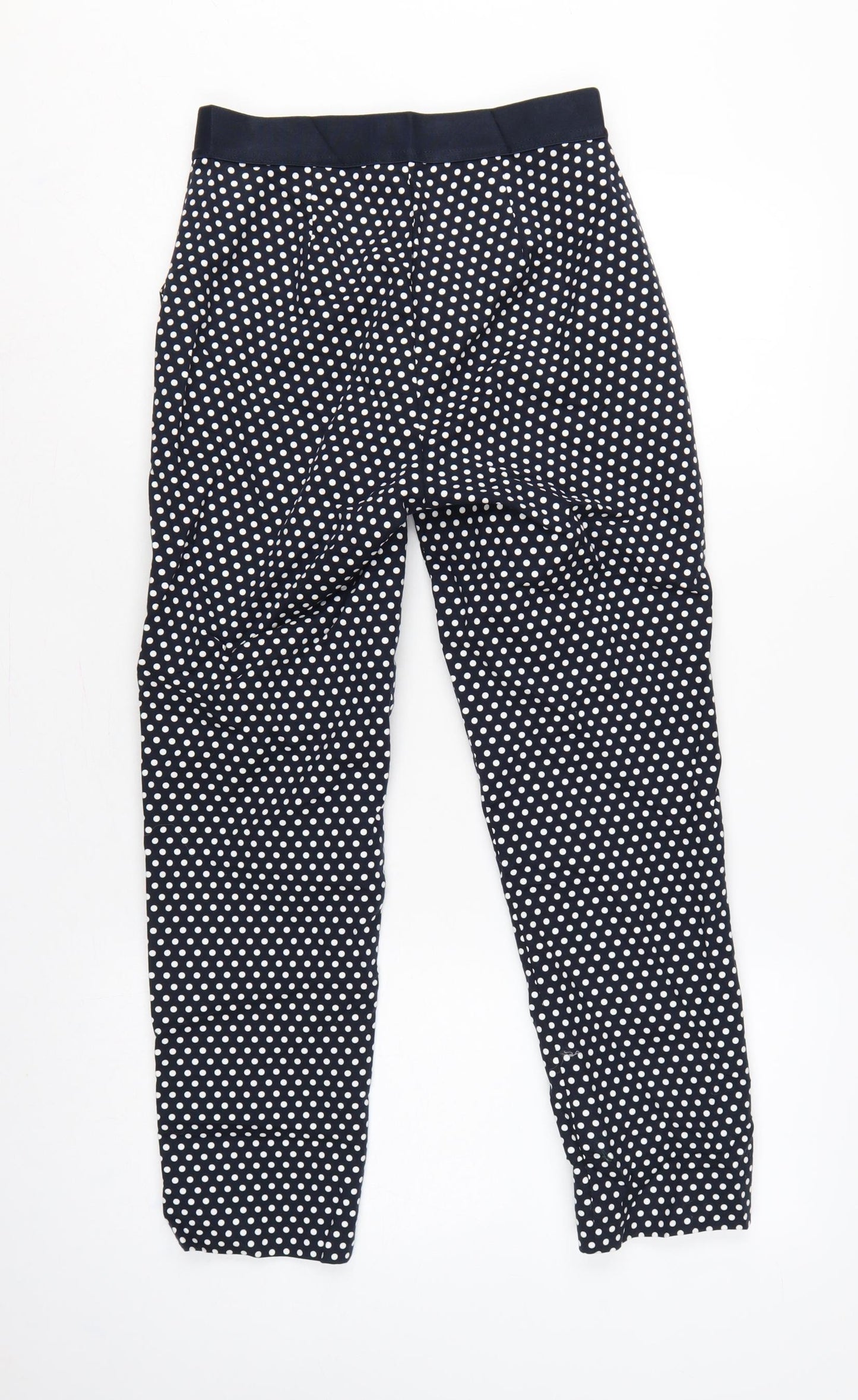 M&S Women’s Blue Polka Dot Tapered Trousers UK 8 Short