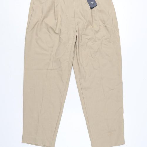 Marks & Spencer Women's Beige UK 10 Short Tapered High Rise Ankle Trousers