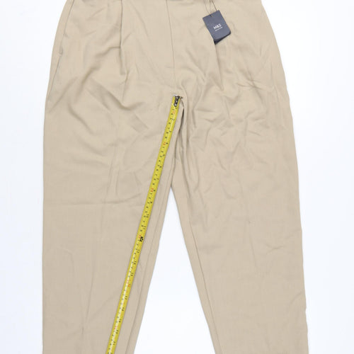 Marks & Spencer Women's Beige UK 10 Short Tapered High Rise Ankle Trousers