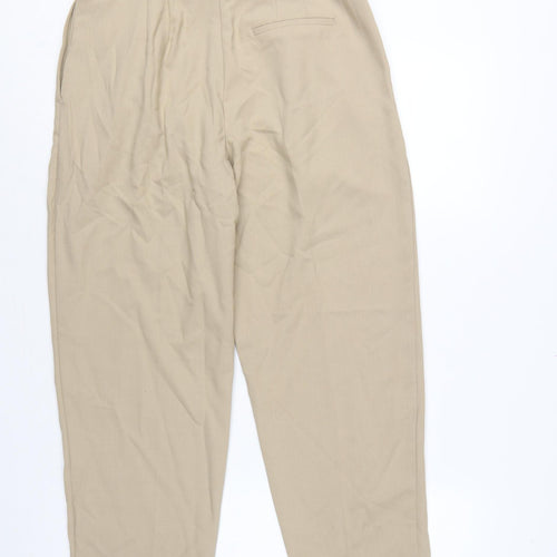 Marks & Spencer Women's Beige UK 10 Short Tapered High Rise Ankle Trousers