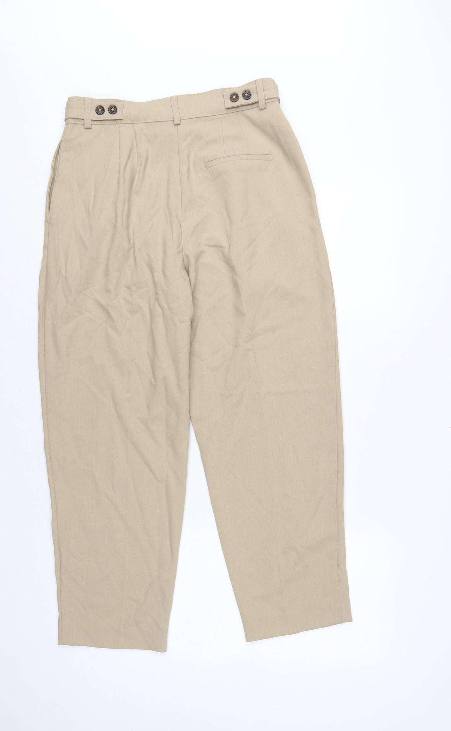 Marks & Spencer Women's Beige UK 10 Short Tapered High Rise Ankle Trousers