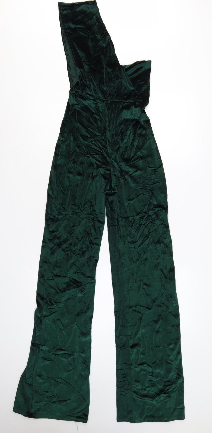 PrettyLittleThing Women Green UK 6 One Shoulder Wide Leg Jumpsuit