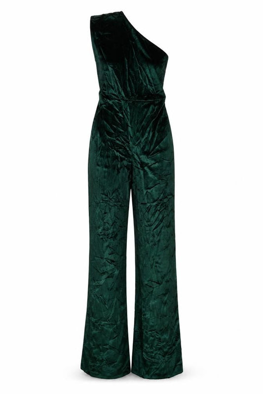 PrettyLittleThing Women Green UK 6 One Shoulder Wide Leg Jumpsuit