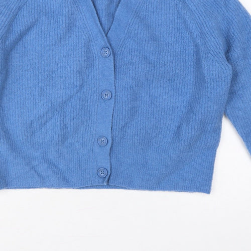 Hush Women’s Blue M V-Neck Button Knit Cardigan Long Sleeve