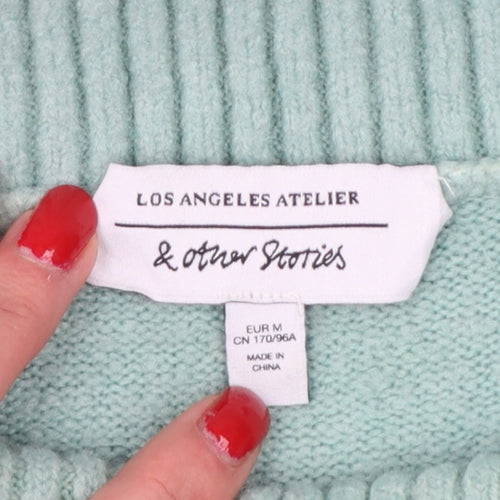 & Other Stories Women's Mint Green M Mock Neck Knit Pullover Jumper