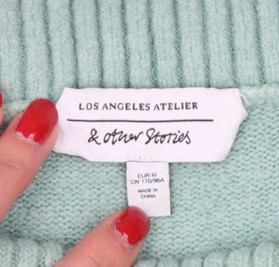 & Other Stories Women's Mint Green M Mock Neck Knit Pullover Jumper
